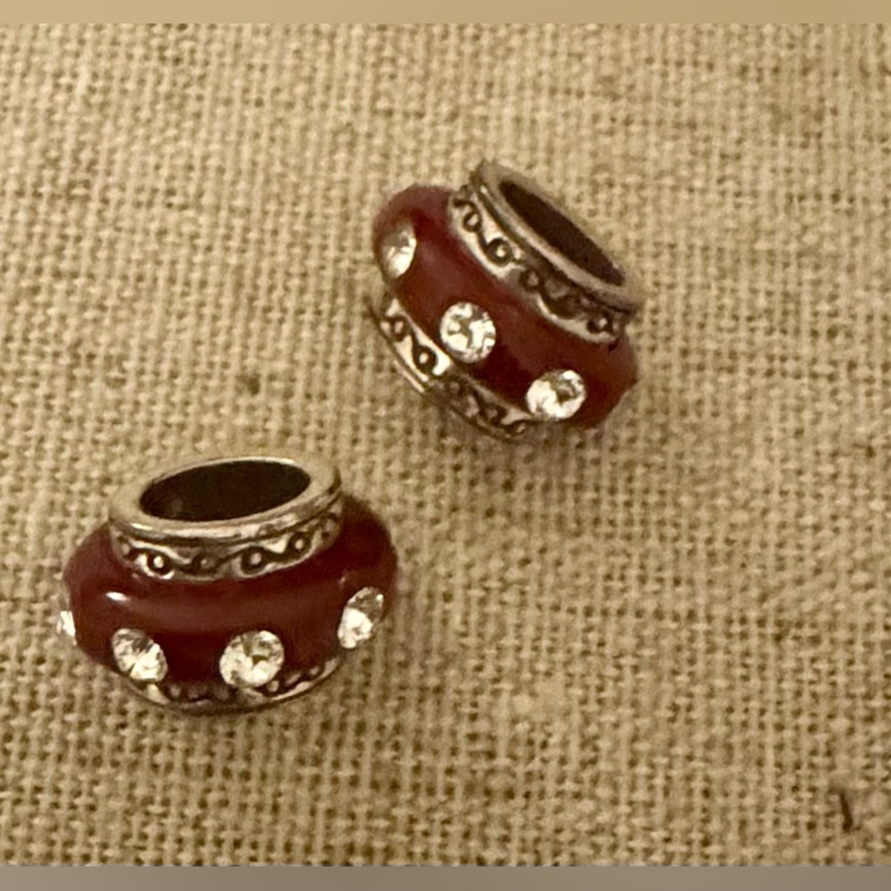 TWO Brighton Oval Dazzle Beads - Burgundy